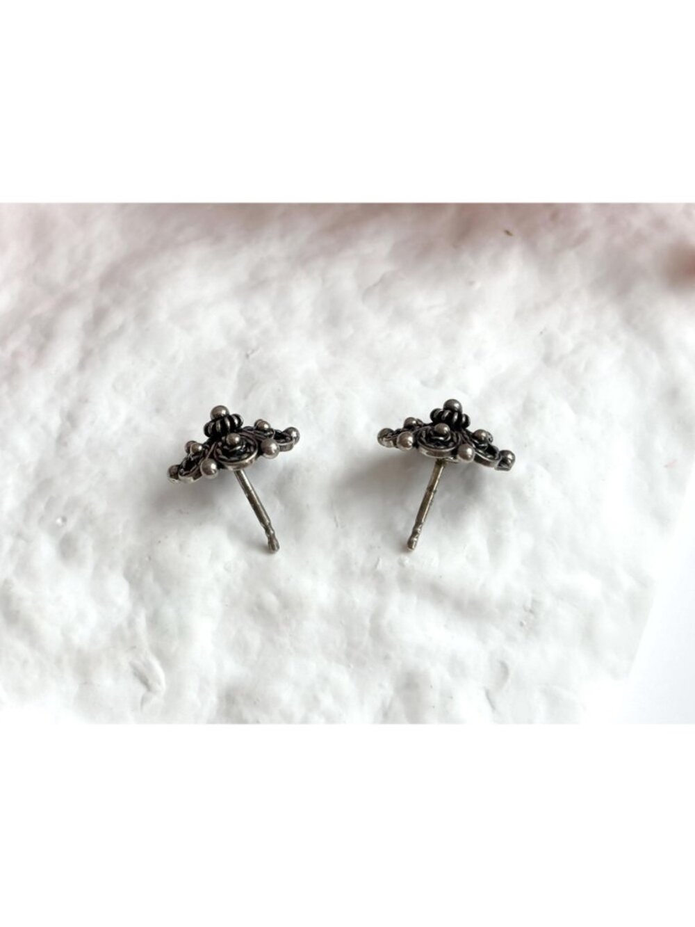Telemark by Sylvsmidja 830 Oxidized Vintage Silver Stud Post Back Earrings - Picture 4 of 10